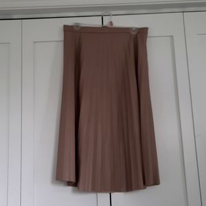 Pleated leather midi skirt